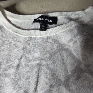 Express White & Light Gray Patterned Sweater